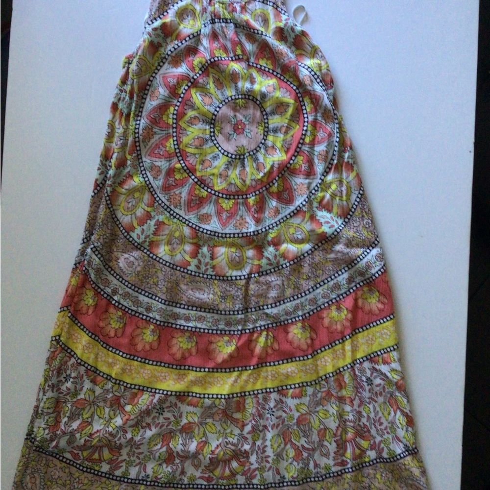 Billabong Coral, Yellow & Cream Patterned Halter Maxi Dress